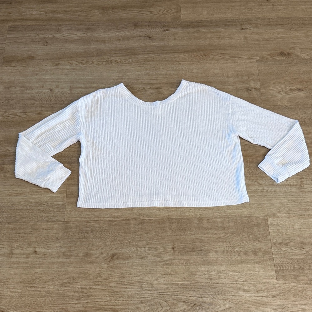 Aeropostale White Waffle Knit Long Sleeve Tee